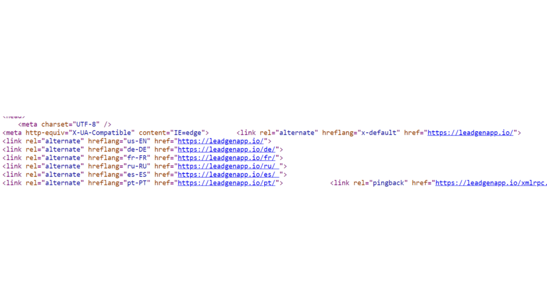 hreflang tags in code