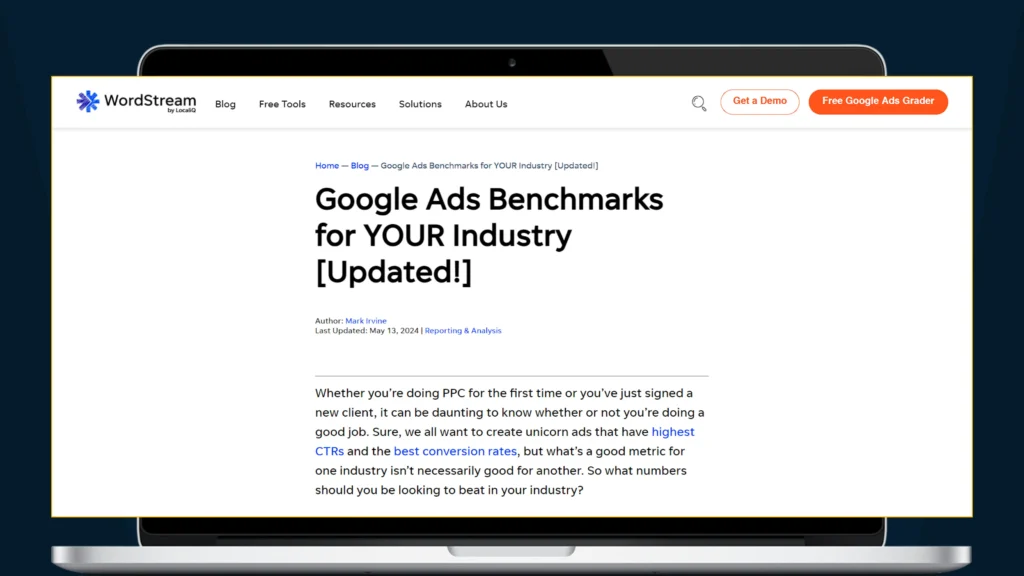 benchmark blog post related to Google Ads.